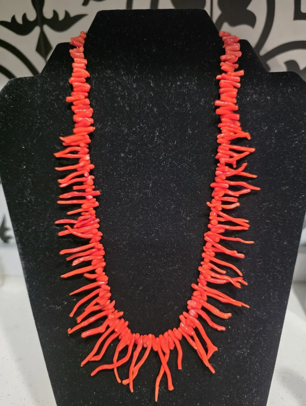 Vintage Genuine Red Ox Blood Branch Coral Necklace 20
